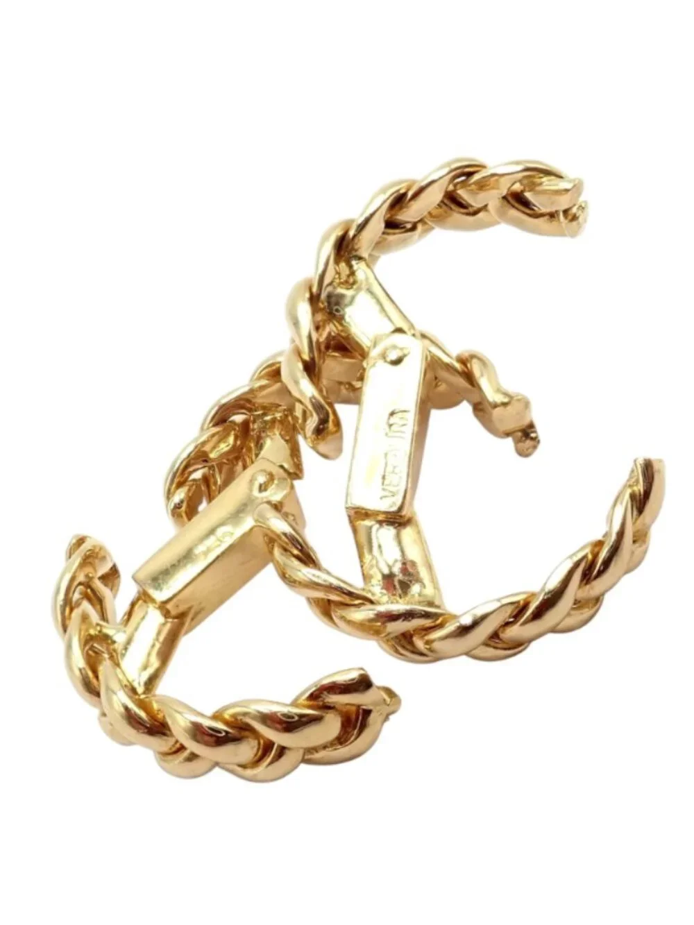 Authentic! Verdura 18k Yellow Gold Classic Rope Stirrup Cufflinks